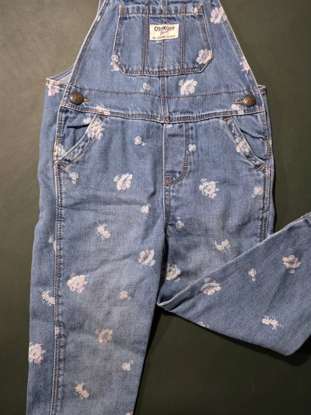OshKosh B'gosh Light Blue Floral Denim Overalls for Kids